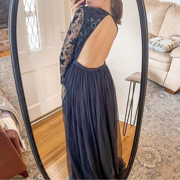 Needle & Thread Embellished Butterfly Gown in Midnight Blue - Picture 3 of 14